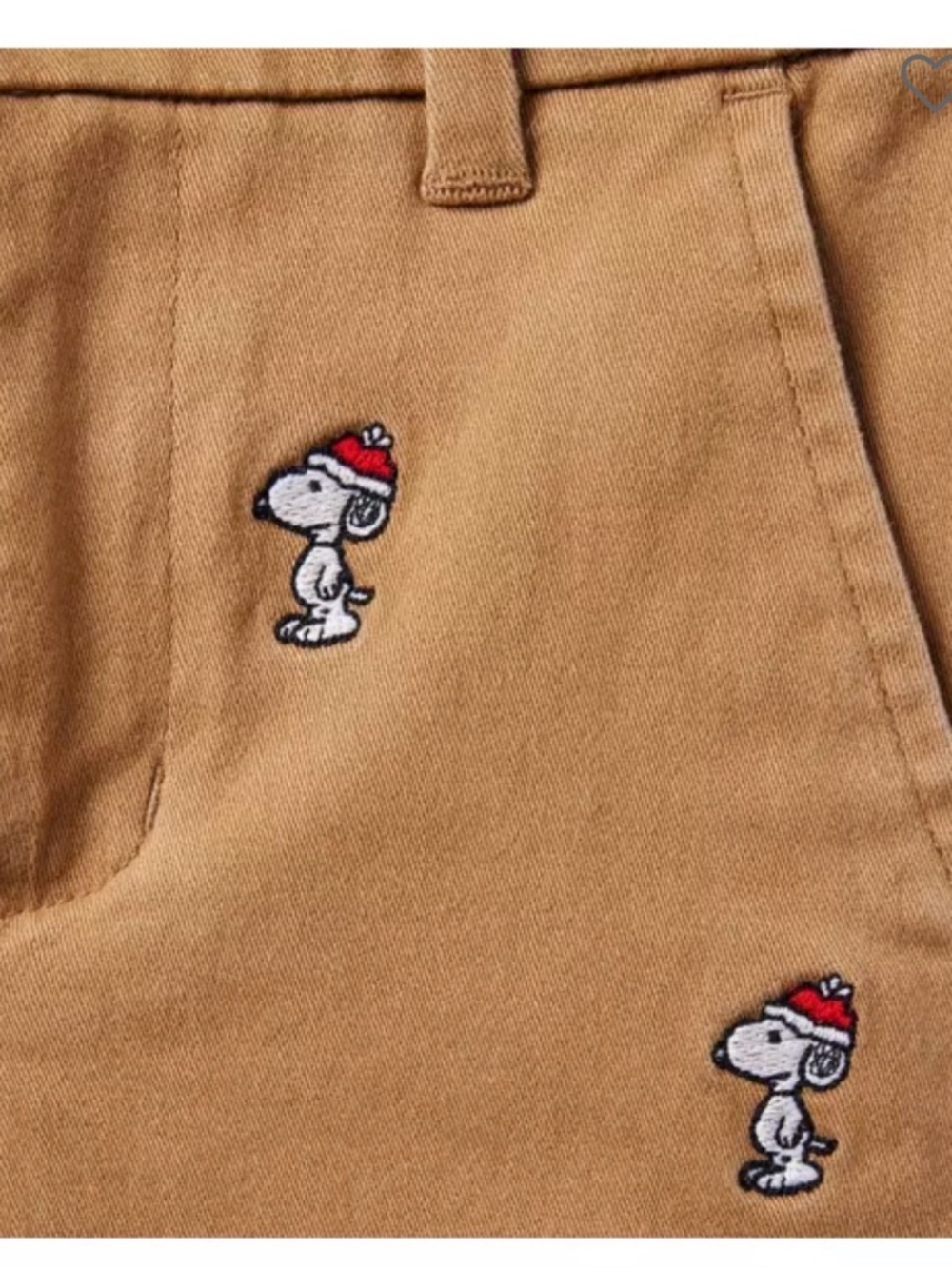 Janie and Jack Tan Embroidered Character Chino Pants Christmas snoopy unisex - Picture 4 of 5